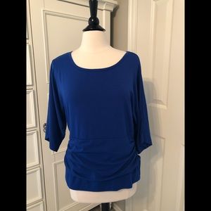 Feminine Royal Blue Top with gathered sides